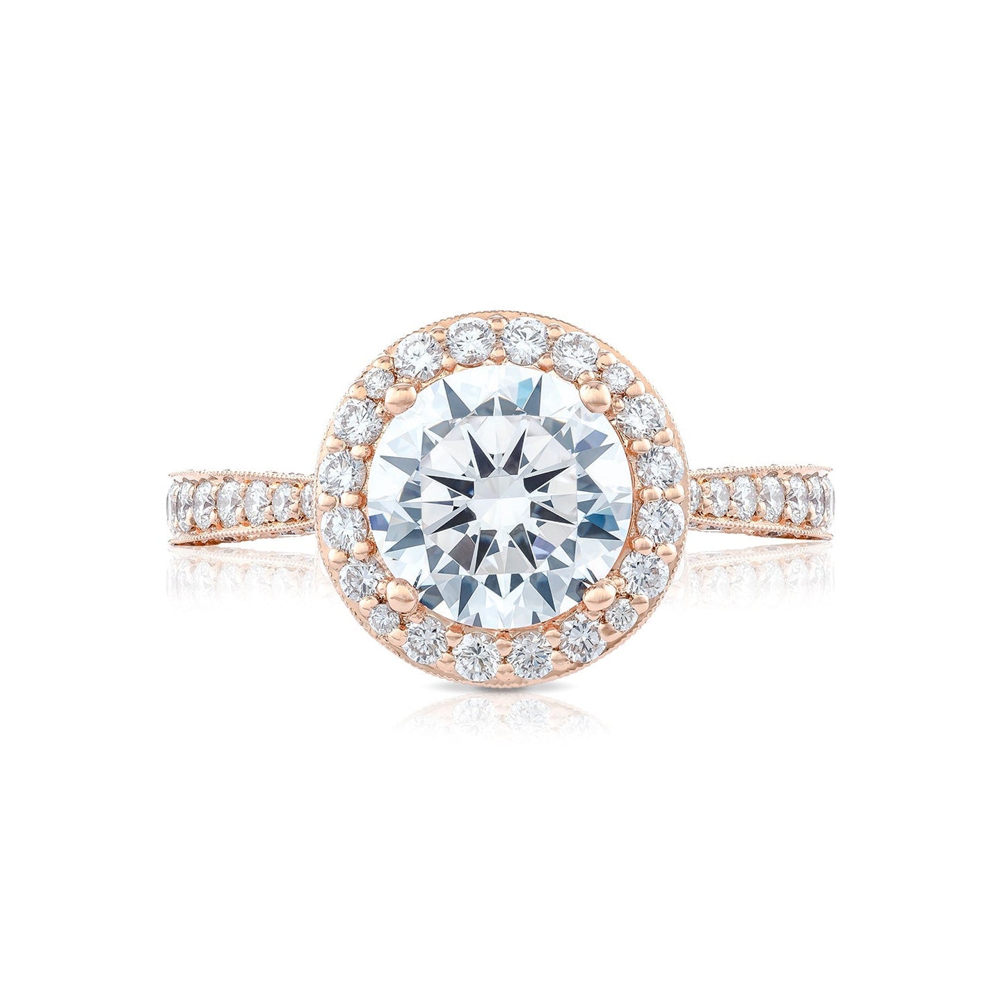 Tacori 18k Rose Gold RoyalT Round Diamond Engagement Ring Setting (0.98 CTW)