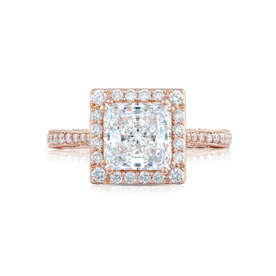 Tacori 18k Rose Gold RoyalT Princess Diamond Engagement Ring Setting (0.73 CTW)