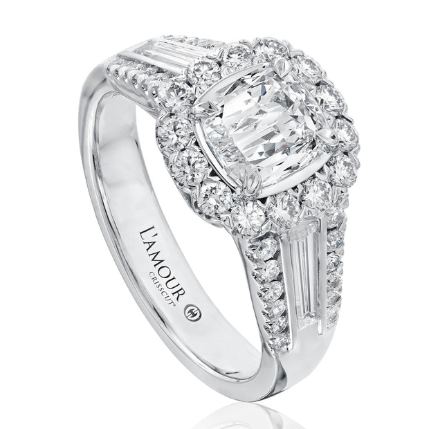 LAmour Crisscut® Cushion Shape Diamond Engagement Ring