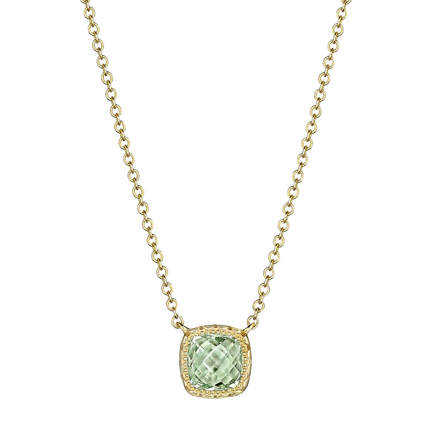 Petite Cushion Gem Necklace with Prasiolite