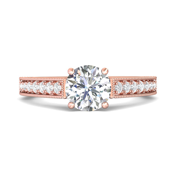 FlyerFit Micropave 14K Pink Gold Engagement Ring