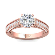 FlyerFit Micropave 14K Pink Gold Engagement Ring