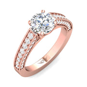 FlyerFit Micropave 14K Pink Gold Engagement Ring