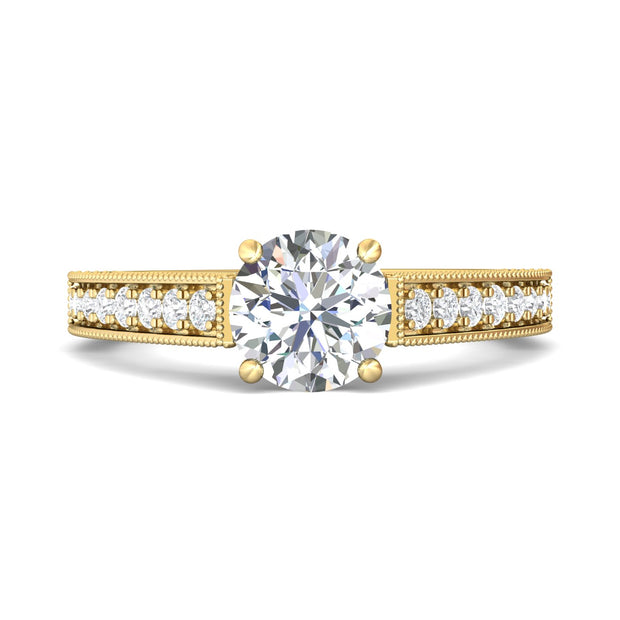 FlyerFit Micropave 18K Yellow Gold Engagement Ring