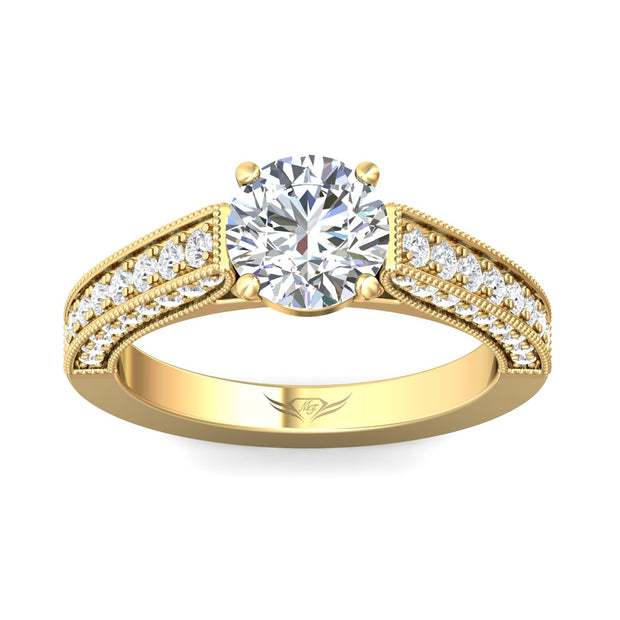 FlyerFit Micropave 18K Yellow Gold Engagement Ring