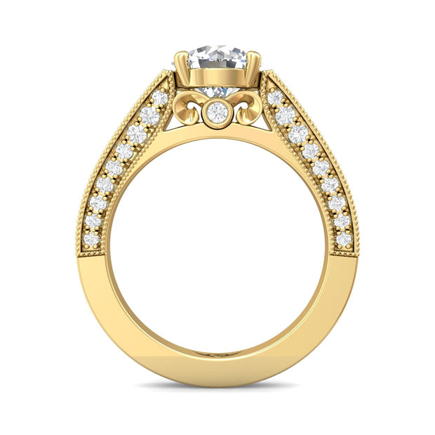 FlyerFit Micropave 14K Yellow Gold Engagement Ring