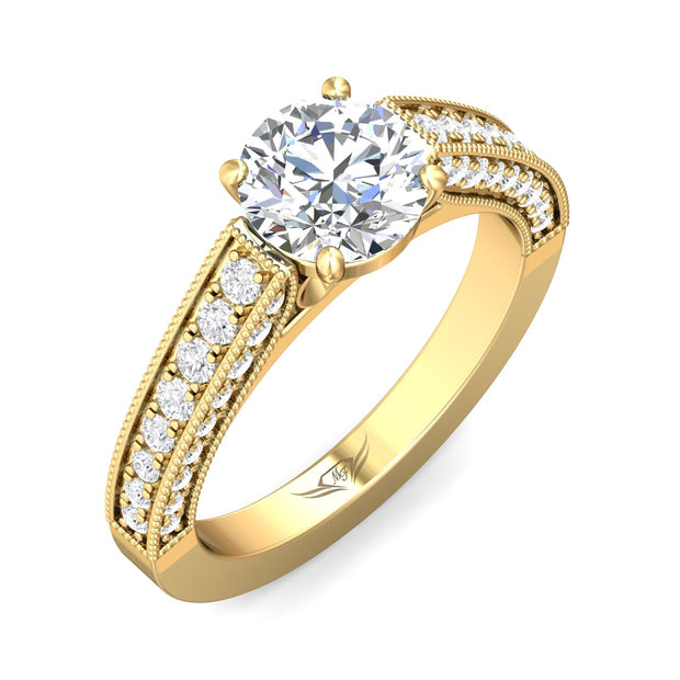 FlyerFit Micropave 18K Yellow Gold Engagement Ring