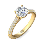 FlyerFit Micropave 18K Yellow Gold Engagement Ring