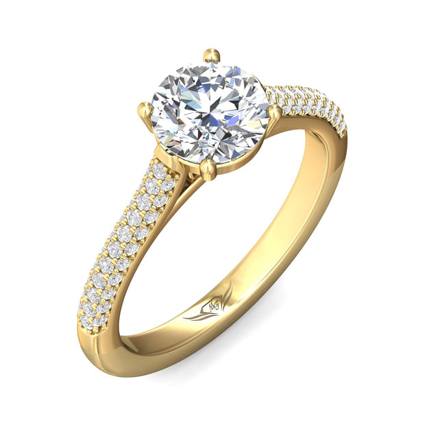 FlyerFit Micropave 18K Yellow Gold Engagement Ring