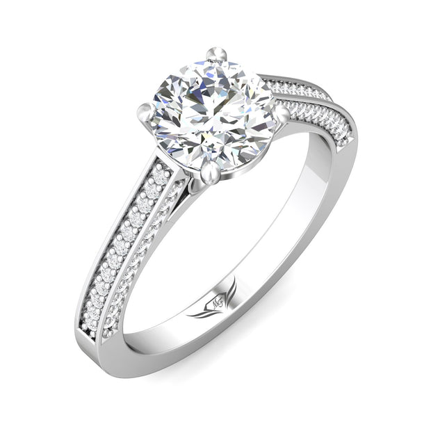 FlyerFit Micropave 14K White Gold Engagement Ring