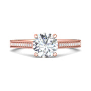 FlyerFit Micropave 18K Pink Gold Engagement Ring