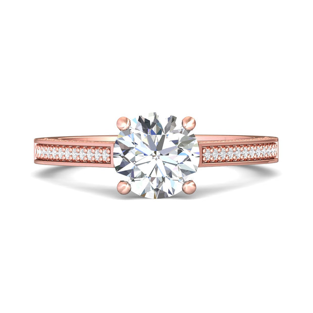 FlyerFit Micropave 18K Pink Gold Engagement Ring