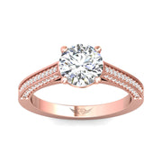 FlyerFit Micropave 18K Pink Gold Engagement Ring