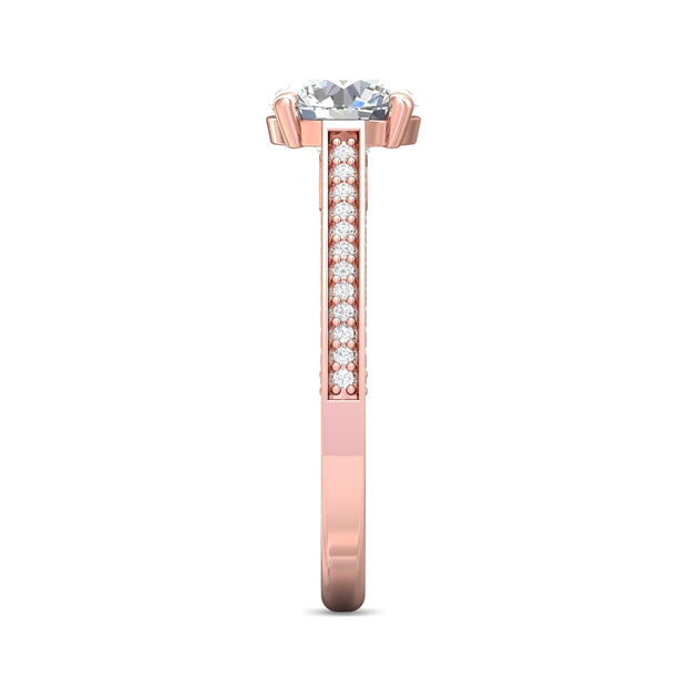 FlyerFit Micropave 18K Pink Gold Engagement Ring