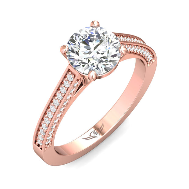 FlyerFit Micropave 18K Pink Gold Engagement Ring