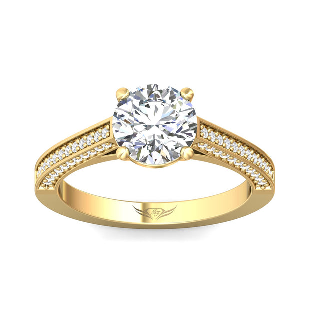 FlyerFit Micropave 14K Yellow Gold Engagement Ring