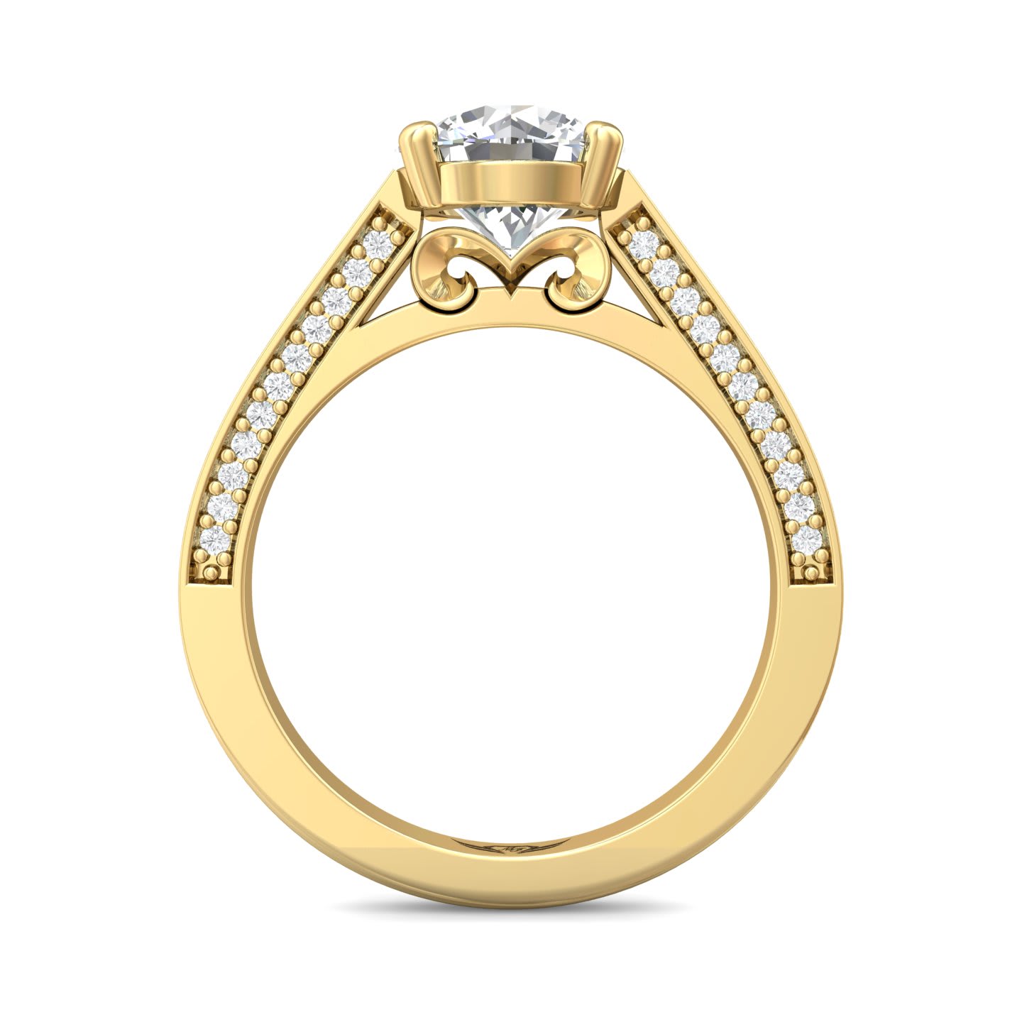 FlyerFit Micropave 18K Yellow Gold Engagement Ring