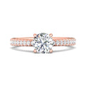 FlyerFit Micropave 18K Pink Gold Engagement Ring