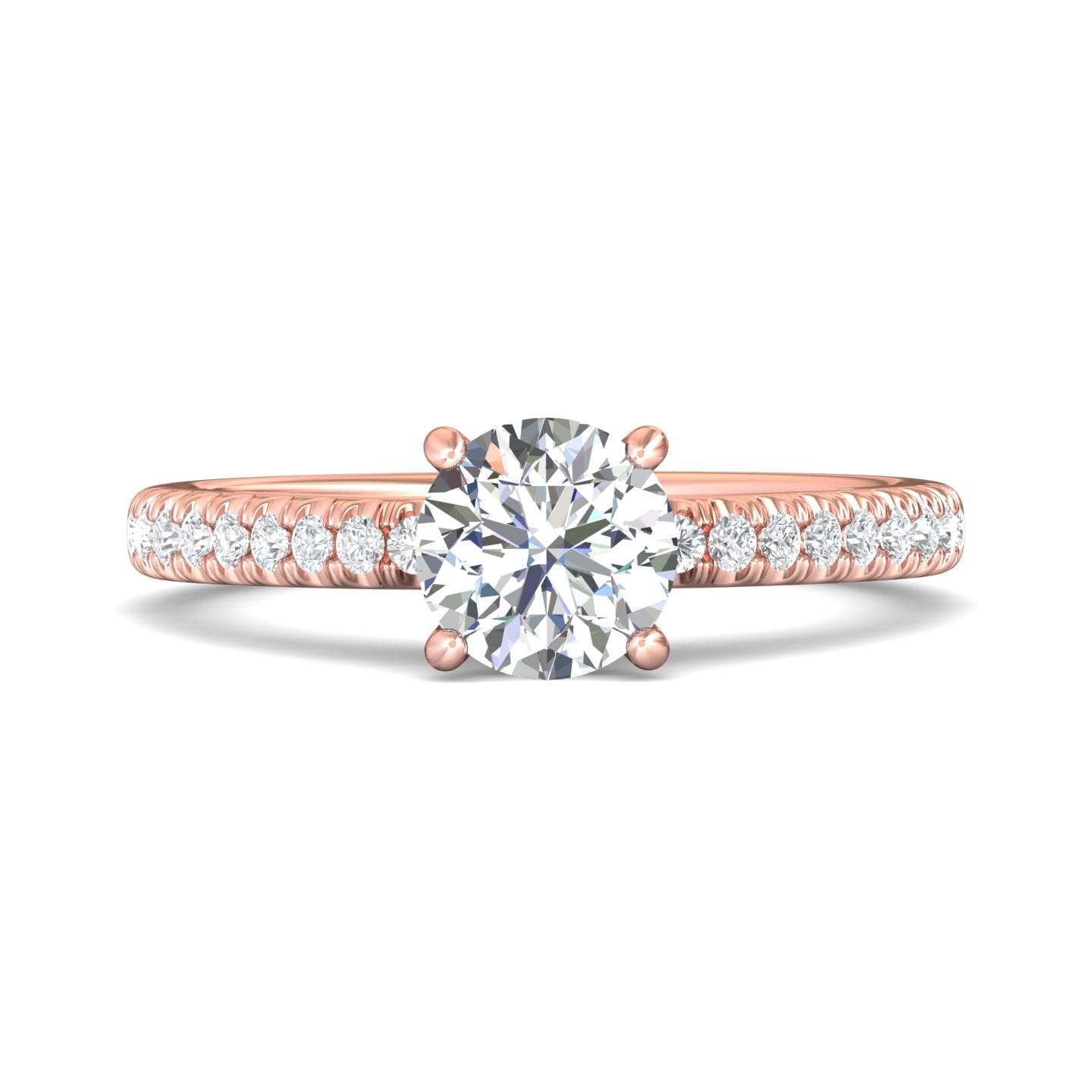 FlyerFit Micropave 18K Pink Gold Engagement Ring