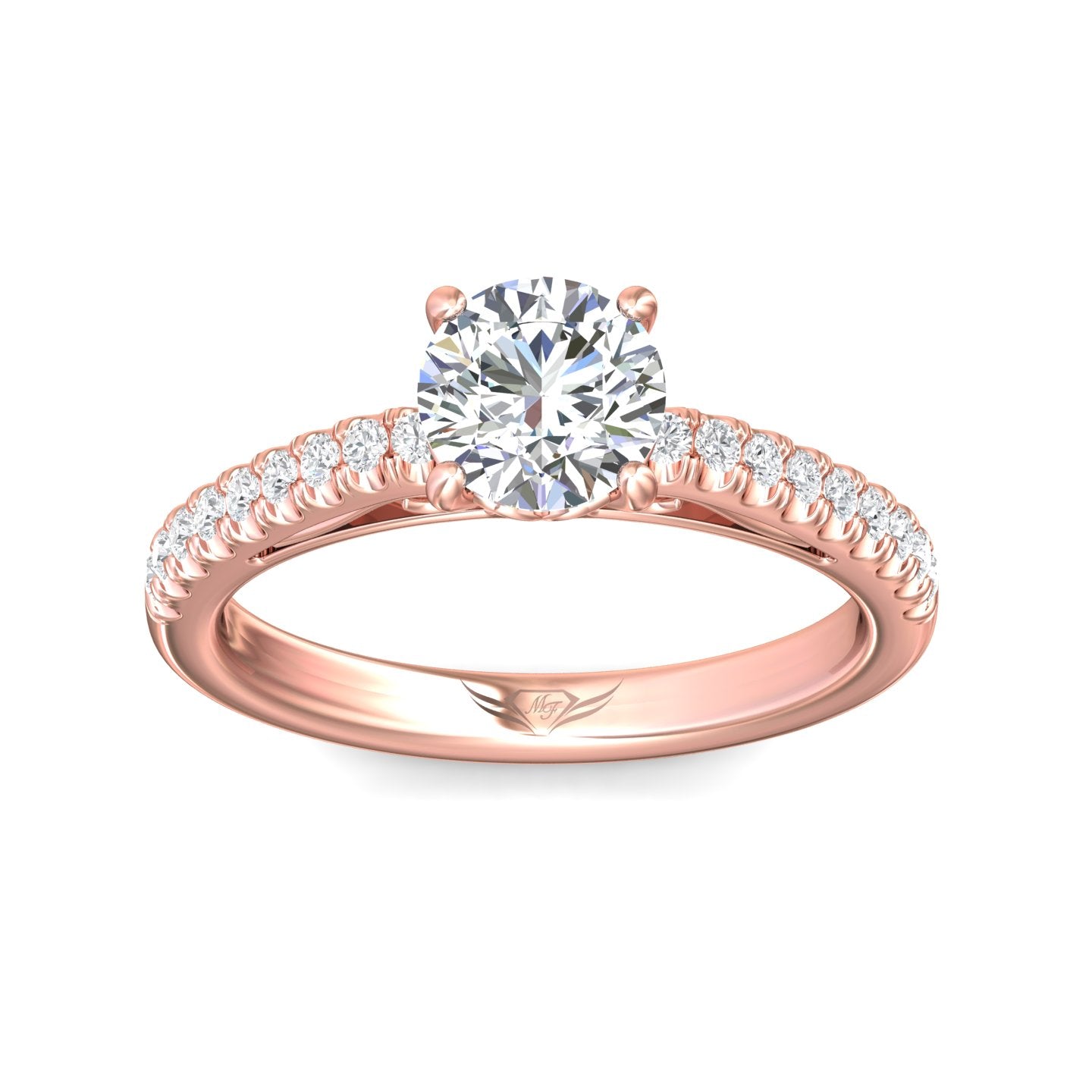 FlyerFit Micropave 18K Pink Gold Engagement Ring