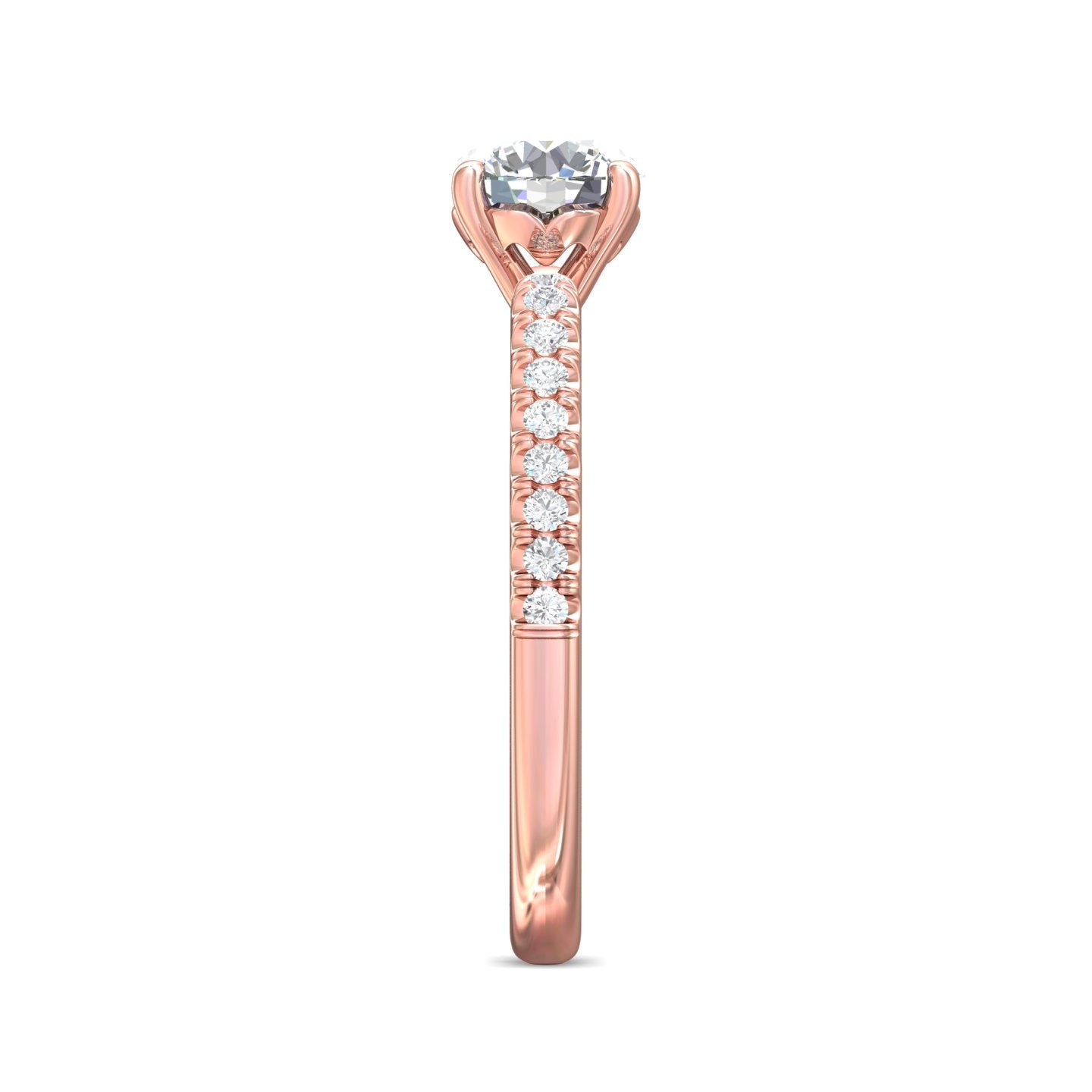 FlyerFit Micropave 18K Pink Gold Engagement Ring