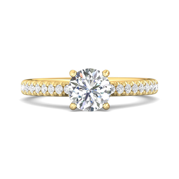 FlyerFit Micropave 18K Yellow Gold Engagement Ring