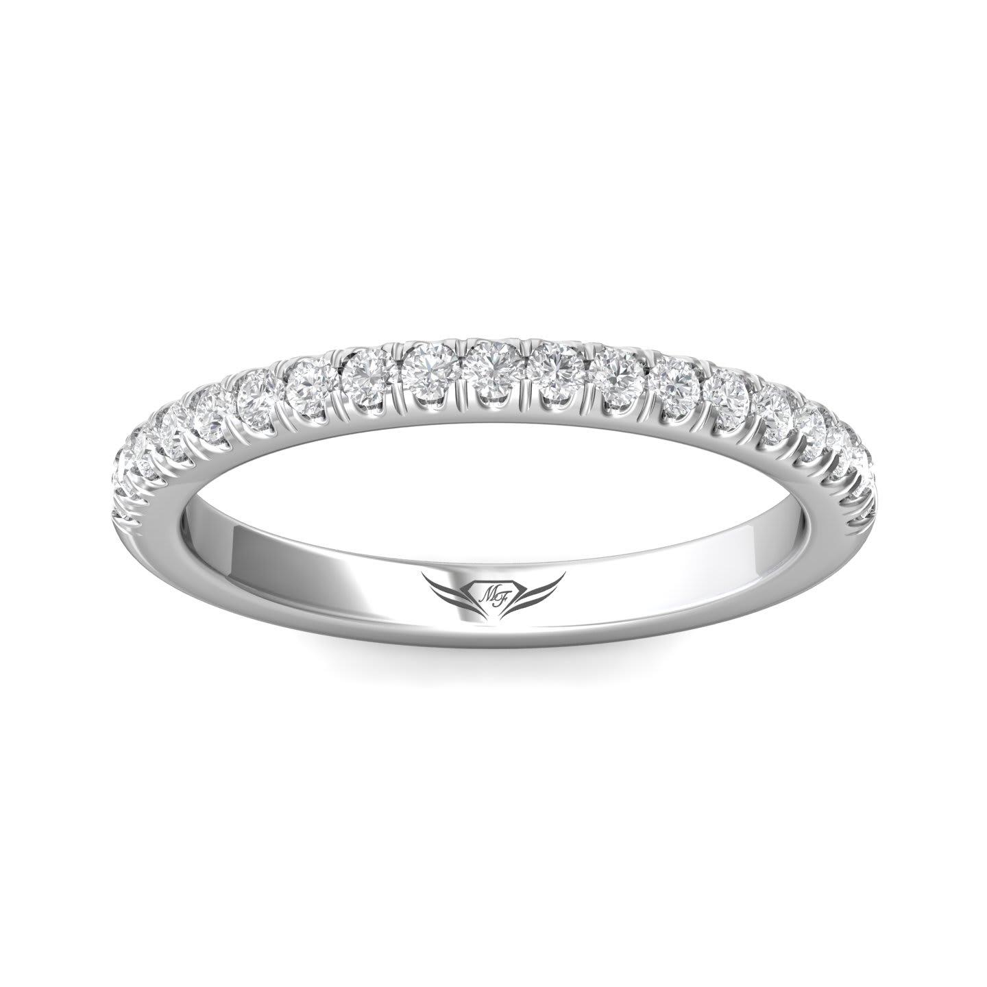 FlyerFit Micropave 18K White Gold Wedding Band