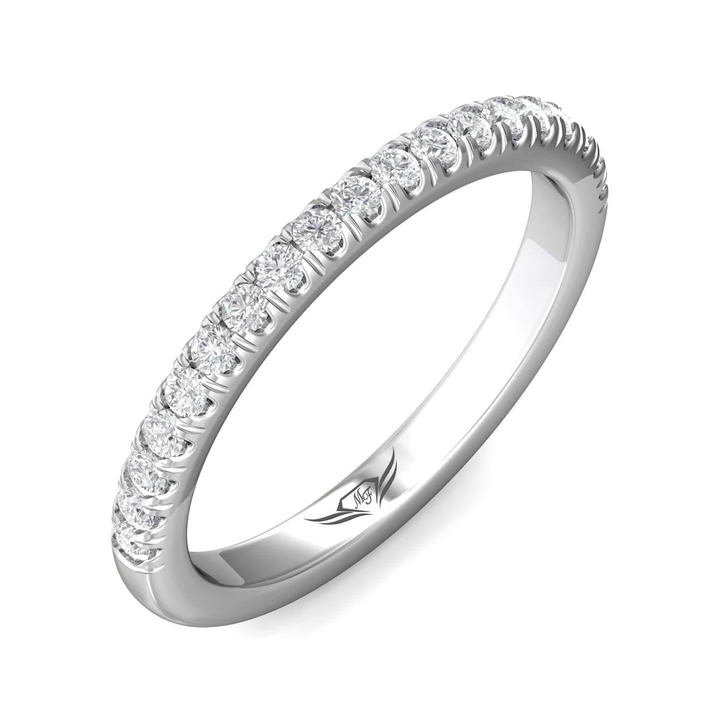 FlyerFit Micropave 18K White Gold Wedding Band