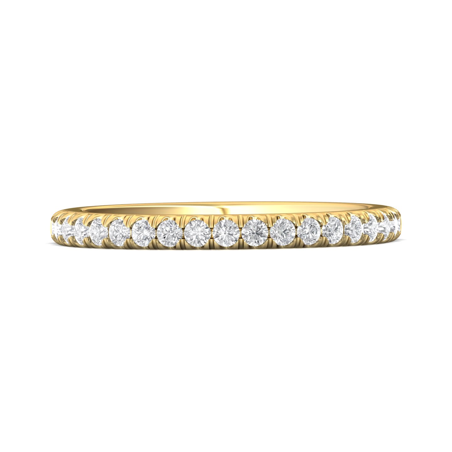 FlyerFit Micropave 18K Yellow Gold Wedding Band