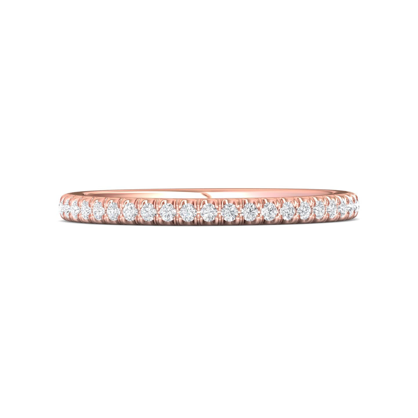 FlyerFit Micropave 14K Pink Gold Wedding Band