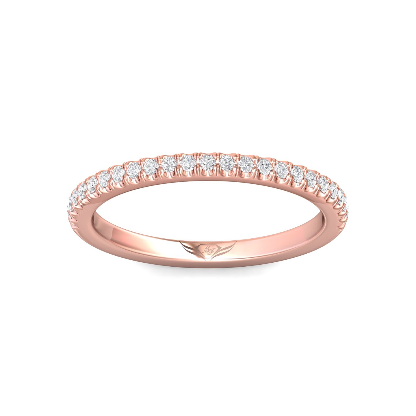 FlyerFit Micropave 14K Pink Gold Wedding Band