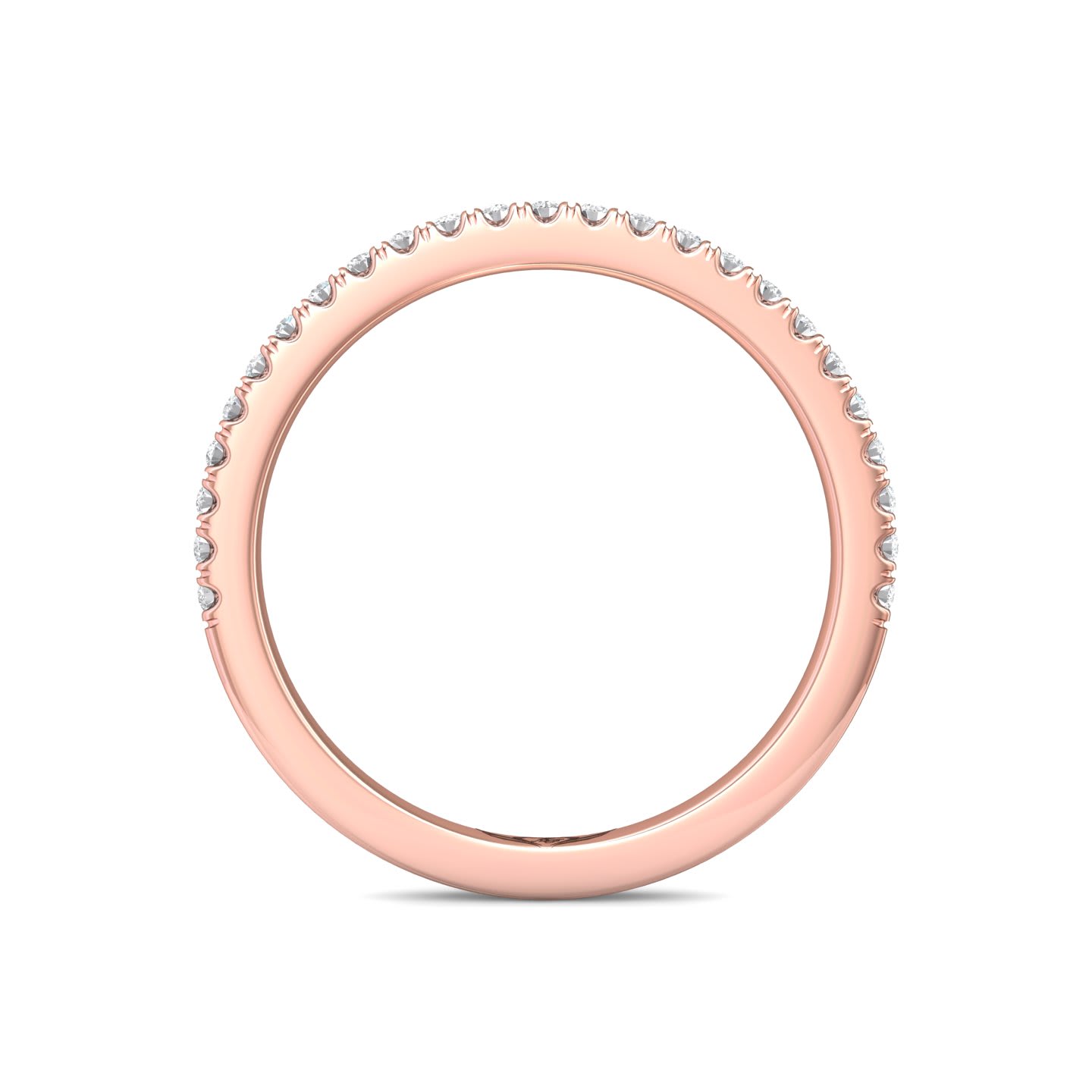 FlyerFit Micropave 14K Pink Gold Wedding Band