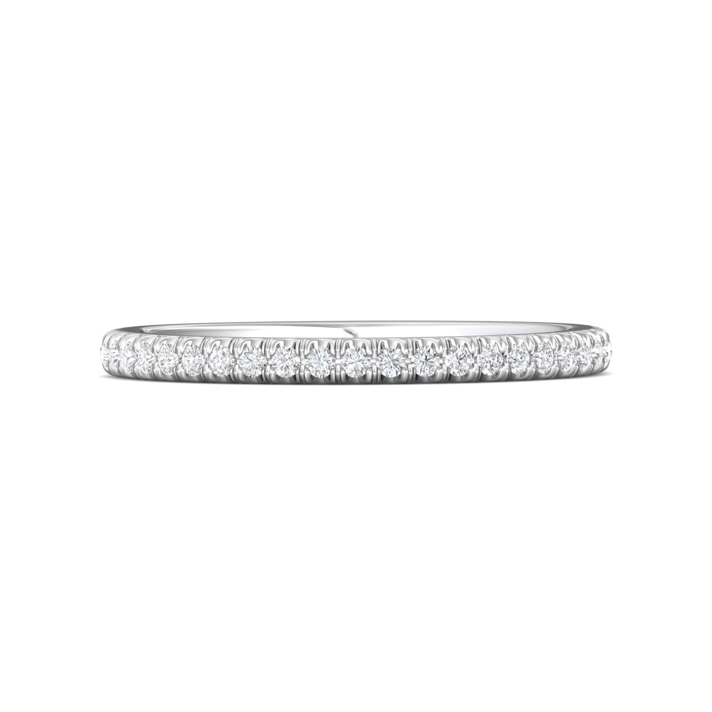 FlyerFit Micropave 14K White Gold Wedding Band