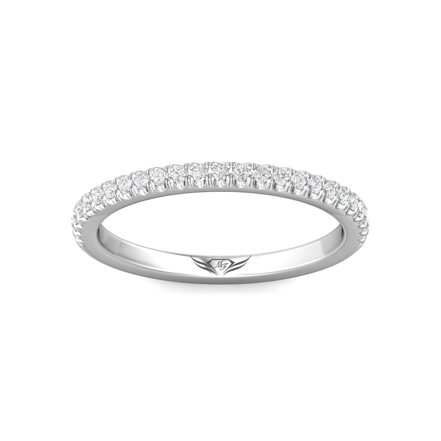 FlyerFit Micropave 14K White Gold Wedding Band