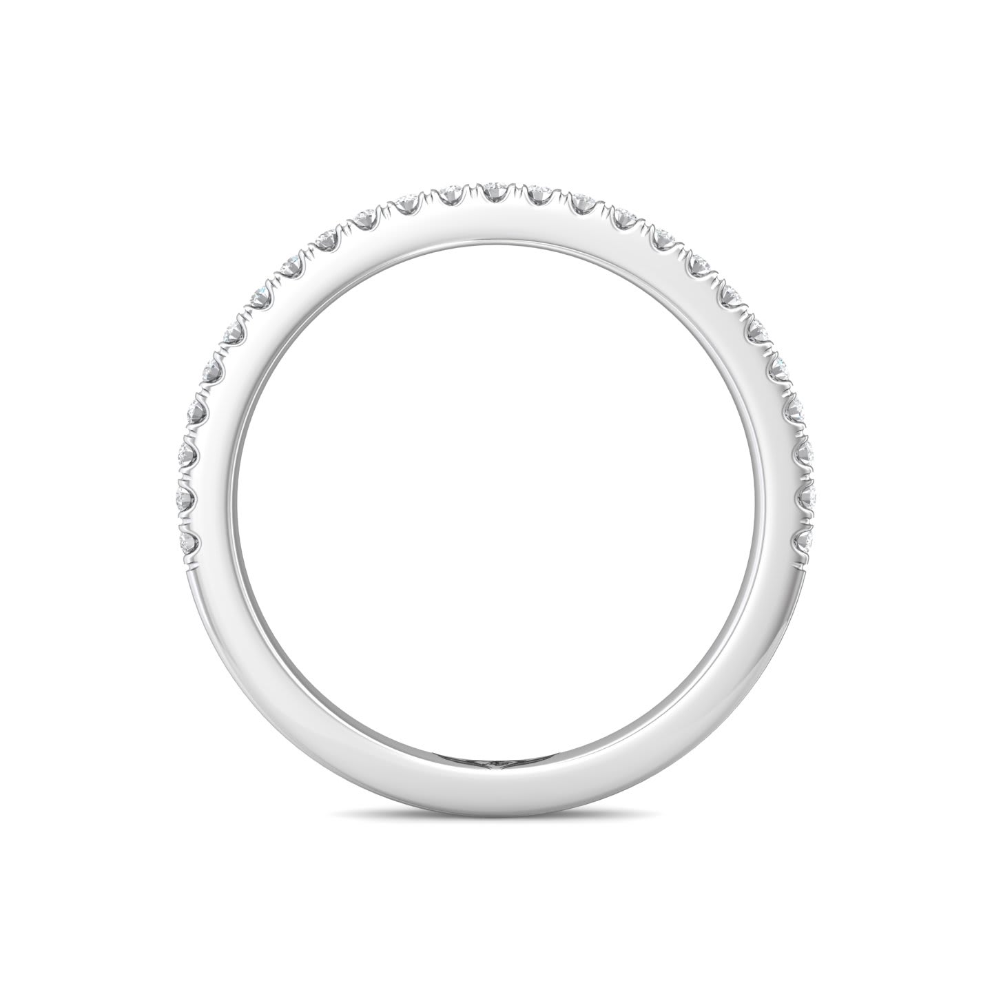 FlyerFit Micropave 14K White Gold Wedding Band