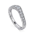 Gabriel & Co. AN10961W44JJ Vintage Inspired 14K White Gold Curved Channel Set Diamond Wedding Band with Engraving