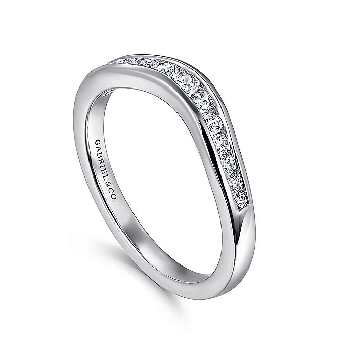 Gabriel & Co. AN10962W44JJ Curved 14K White Gold Channel Set Diamond Wedding Band