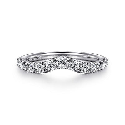 Gabriel & Co. AN10969W44JJ Curved 14K White Gold French Pavé Diamond Wedding Band