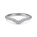 Gabriel & Co. AN10974W44JJ Curved 14K White Gold French Pavé Diamond Wedding Band