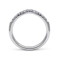 Gabriel & Co. AN10974W44JJ Curved 14K White Gold French Pavé Diamond Wedding Band