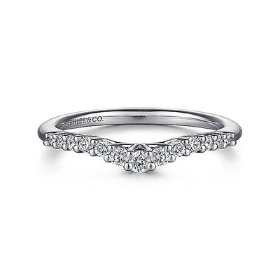 Gabriel & Co. AN10975W44JJ Curved 14K White Gold Shared Prong Diamond Wedding Band