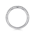 Gabriel & Co. AN11013W44JJ Curved 14K White Gold French Pavé Diamond Wedding Band