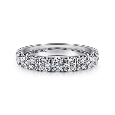 Gabriel & Co. AN11179W44JJ 14K White Gold 11 Stone French Pavé Set Diamond Wedding Band