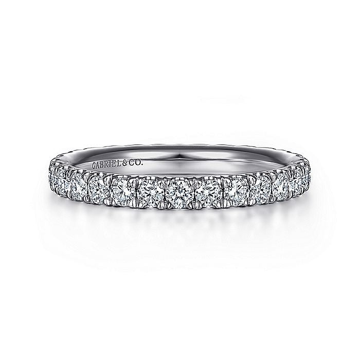 Gabriel & Co. AN11262-6W44JJ 14K White Gold French Pavé Set Diamond Eternity Band