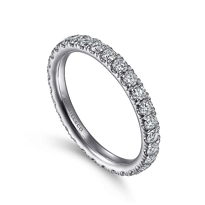 Gabriel & Co. AN11262-6W44JJ 14K White Gold French Pavé Set Diamond Eternity Band