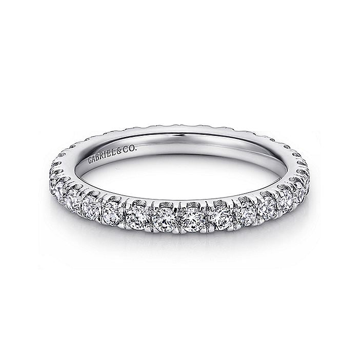 Gabriel & Co. AN11262-7W44JJ 14K White Gold French Pavé Set Diamond Eternity Band