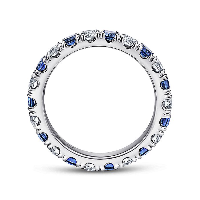 Gabriel & Co. AN11360-6W44SA 14K White Gold French Pavé Set Sapphire and Diamond Eternity Band