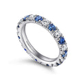 Gabriel & Co. AN11360-6W44SA 14K White Gold French Pavé Set Sapphire and Diamond Eternity Band