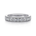 Gabriel & Co. AN12079W44JJ 14K White Gold Micro Pavé Set Diamond Wedding Band with Millgrain