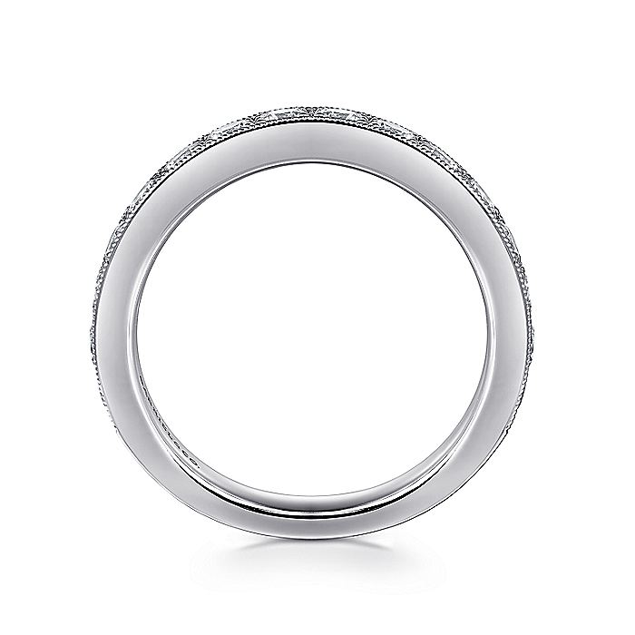 Gabriel & Co. AN12079W44JJ 14K White Gold Micro Pavé Set Diamond Wedding Band with Millgrain